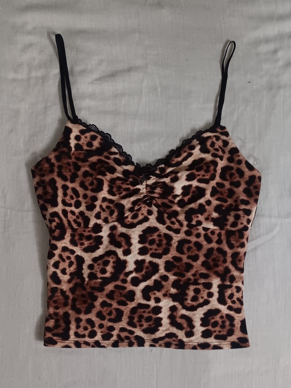 Leopard Print Spaghetti Strap Cami Top - Brown